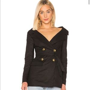 Wide Neck Blazer in Black